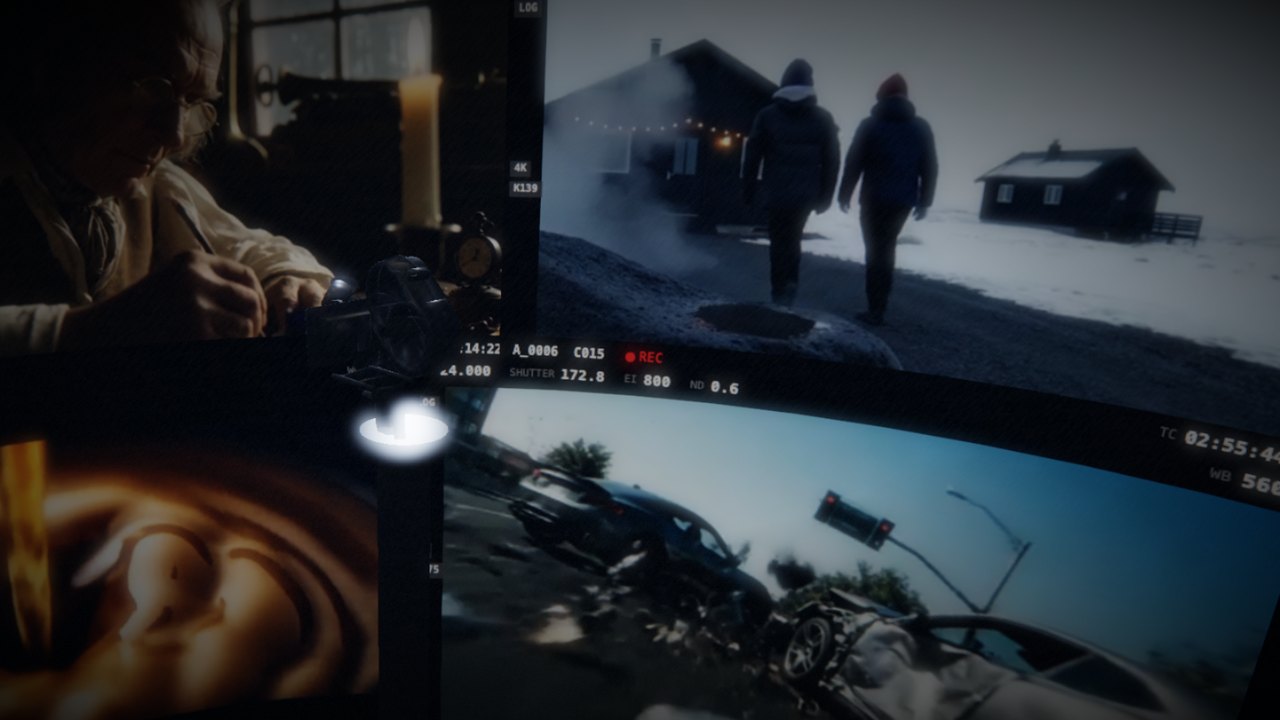Post production — a wall of grading monitors around the ARRI
